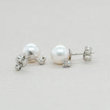 14K W Gold 6.50 - 7mm Pearl & Diamond earrings - Walter Bauman Jewelers