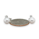 14K W Gold 7.5X8mm Cultured Akoya Pearl 0.09ctw Diamond Stud Earrings - Walter Bauman Jewelers