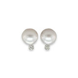 14K W Gold 7.5X8mm Cultured Akoya Pearl 0.09ctw Diamond Stud Earrings - Walter Bauman Jewelers