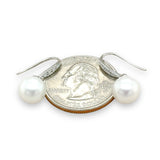 14K W Gold 8-9mm FWP Pearl and 0.10ctw Diamond Earrings - Walter Bauman Jewelers