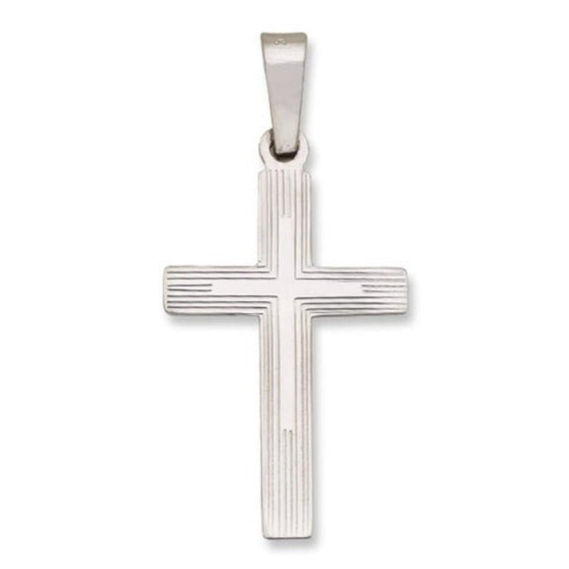 14K W Gold Hollow Lined Cross 23mm - Walter Bauman Jewelers