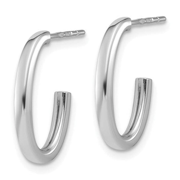 14K W Gold Polished 16mm Oval J - Hoop Earrings - Walter Bauman Jewelers