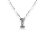 14K W Gold small 0.02ctw H/I1 - SI2 diamond initial 'I' pendant - Walter Bauman Jewelers