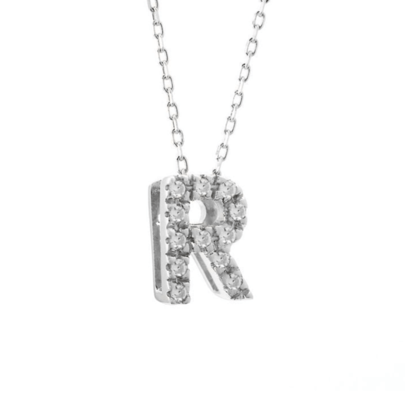 Colgante Oro Letra R 14K W Gold small 0.02ctw H/I1-SI2 diamond initial 'R' pendant - Walter ...
