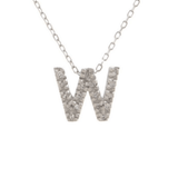 14K W Gold small 0.02ctw H/I1-SI2 diamond initial 'W' pendant - Walter Bauman Jewelers