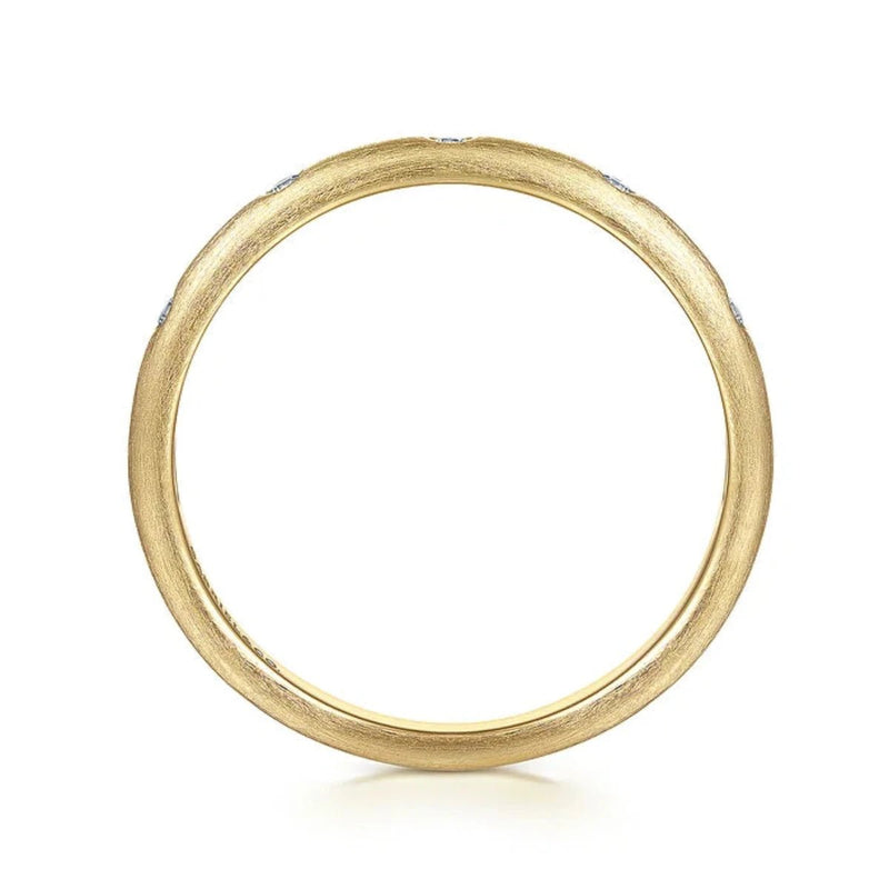 14K Y Gold 0.04ctw G/SI2 Matte Finish Diamond Ring - Walter Bauman Jewelers