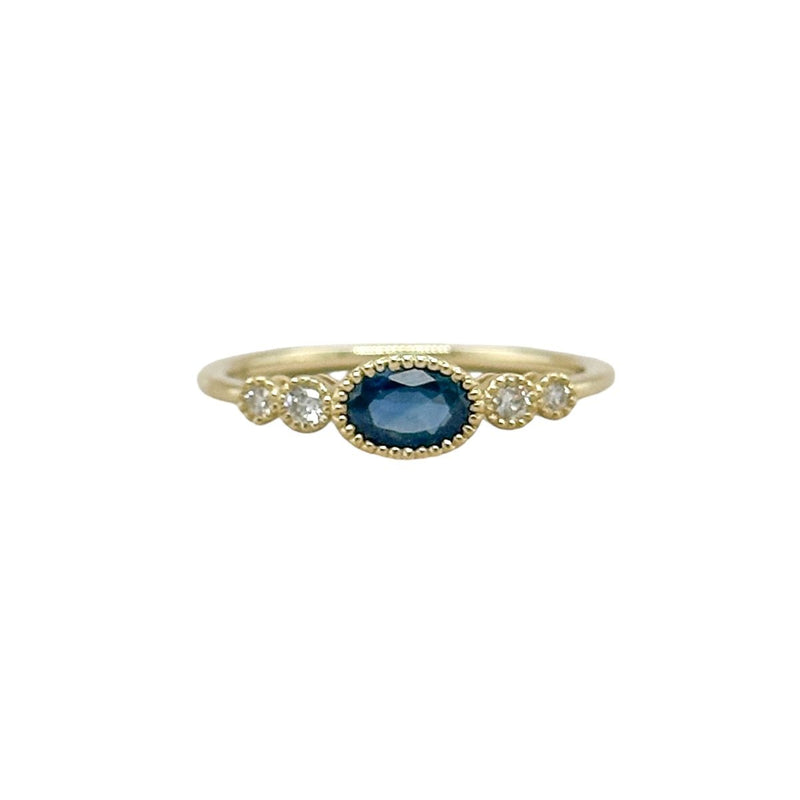 14K Y Gold 0.09ctw Diamond 0.65ctw Oval Sapphire Ring - Walter Bauman Jewelers