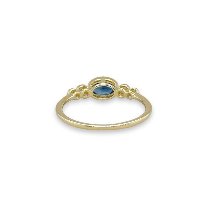 14K Y Gold 0.09ctw Diamond 0.65ctw Oval Sapphire Ring - Walter Bauman Jewelers