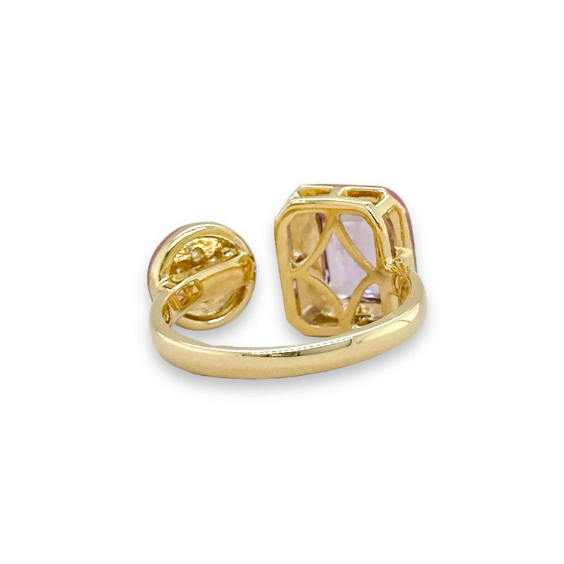 14K Y Gold 0.10ctw Diamond and 1.40ct Amethyst Ring - Walter Bauman Jewelers