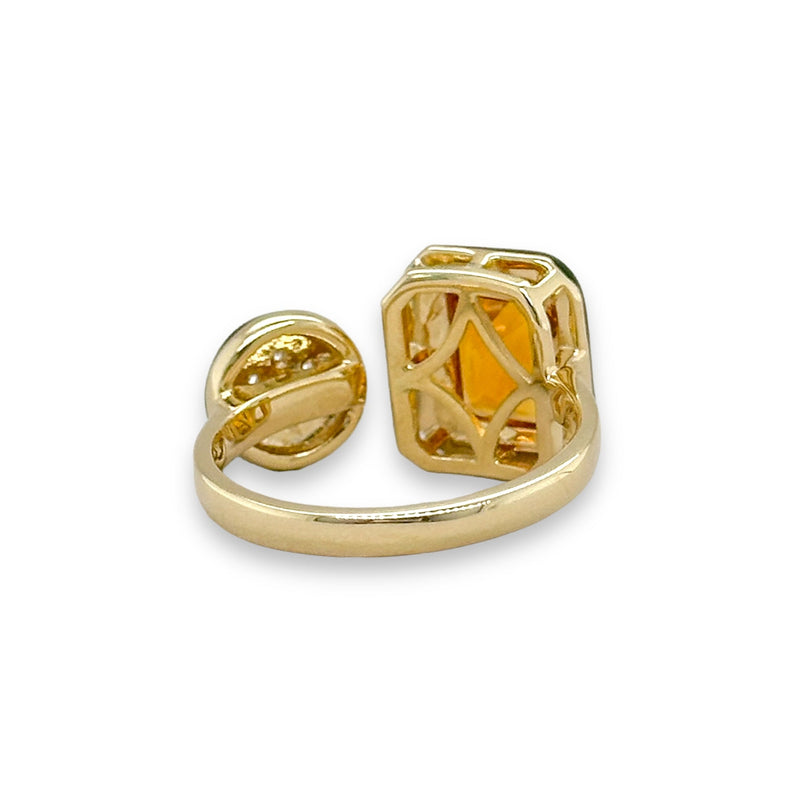 14K Y Gold 0.10ctw Diamond and 1.53ct Citrine Ring - Walter Bauman Jewelers