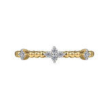 14K Y Gold 0.10ctw G/SI2 Beaded Diamond Station Ring - Walter Bauman Jewelers