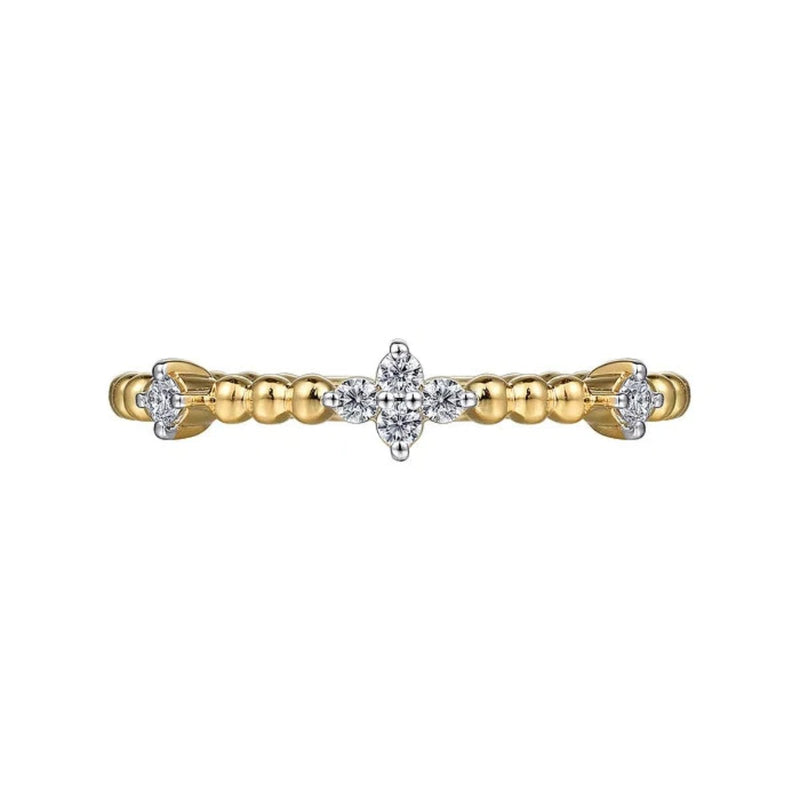 14K Y Gold 0.10ctw G/SI2 Beaded Diamond Station Ring - Walter Bauman Jewelers