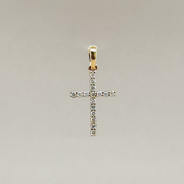 14K Y Gold 0.11ctw G/SI1 Small Diamond Cross - Walter Bauman Jewelers