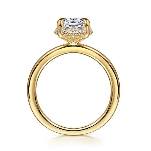 14K Y Gold 0.11ctw Hidden Halo Oval Diamond Mounting - Walter Bauman Jewelers