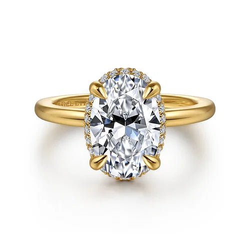 14K Y Gold 0.11ctw Hidden Halo Oval Diamond Mounting - Walter Bauman Jewelers