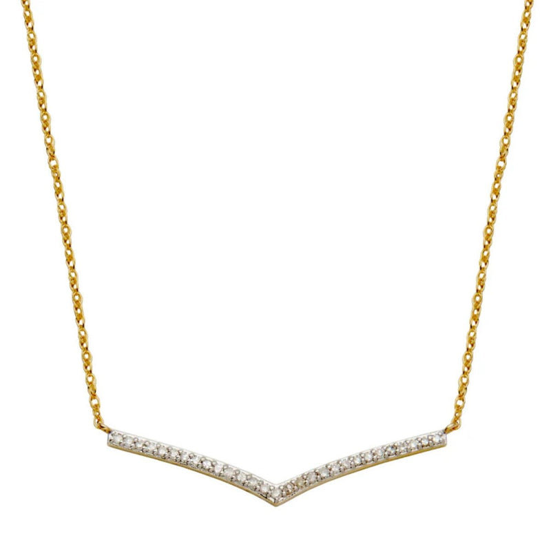 14K Y Gold 0.12ctw V Shape Diamond Necklace - Walter Bauman Jewelers