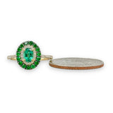 14K Y Gold 0.14ctw Diamond 0.51ctw Emerald 0.45ctw Tsavorite Ring - Walter Bauman Jewelers