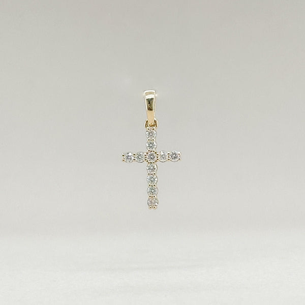 14K Y Gold 0.14ctw G/SI1 Small Diamond Cross - Walter Bauman Jewelers