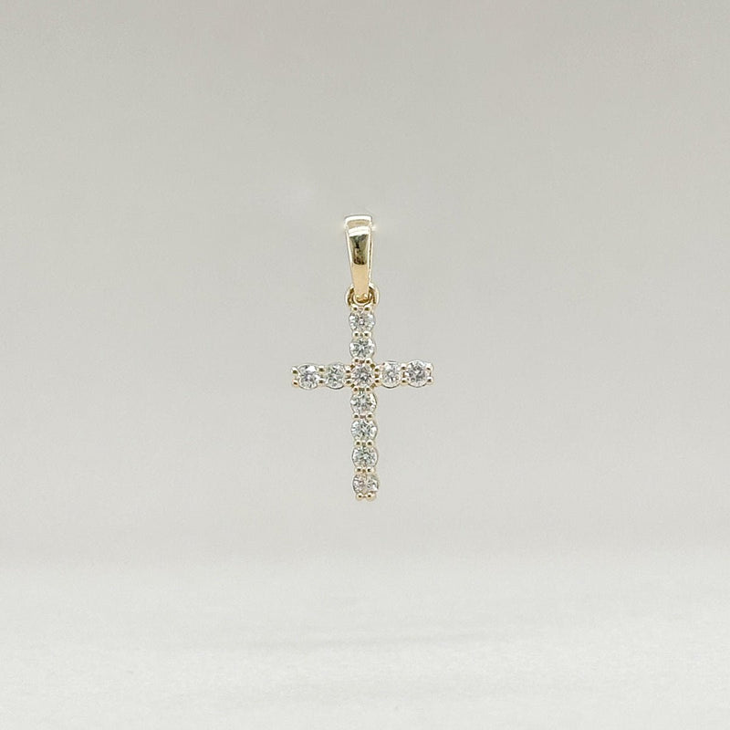 14K Y Gold 0.14ctw G/SI1 Small Diamond Cross - Walter Bauman Jewelers