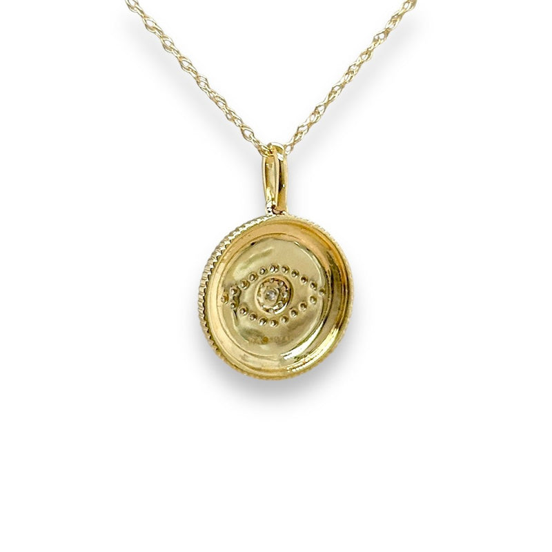 14K Y Gold 0.14ctw H/I1 Diamond Eye Disc Pendant - Walter Bauman Jewelers