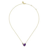 14K Y Gold 0.15ctw Diamond and 4.62ct Pear Shape Amethyst Pendant - Walter Bauman Jewelers