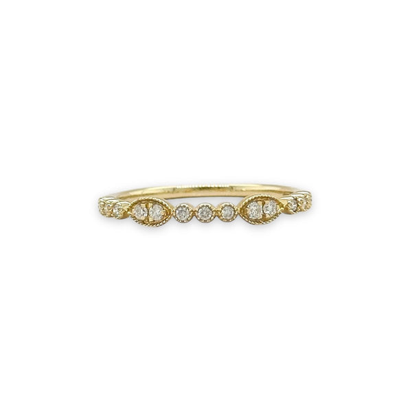 14K Y Gold 0.15ctw G/SI2 Bezel Set Dainty Diamond Ring - Walter Bauman Jewelers