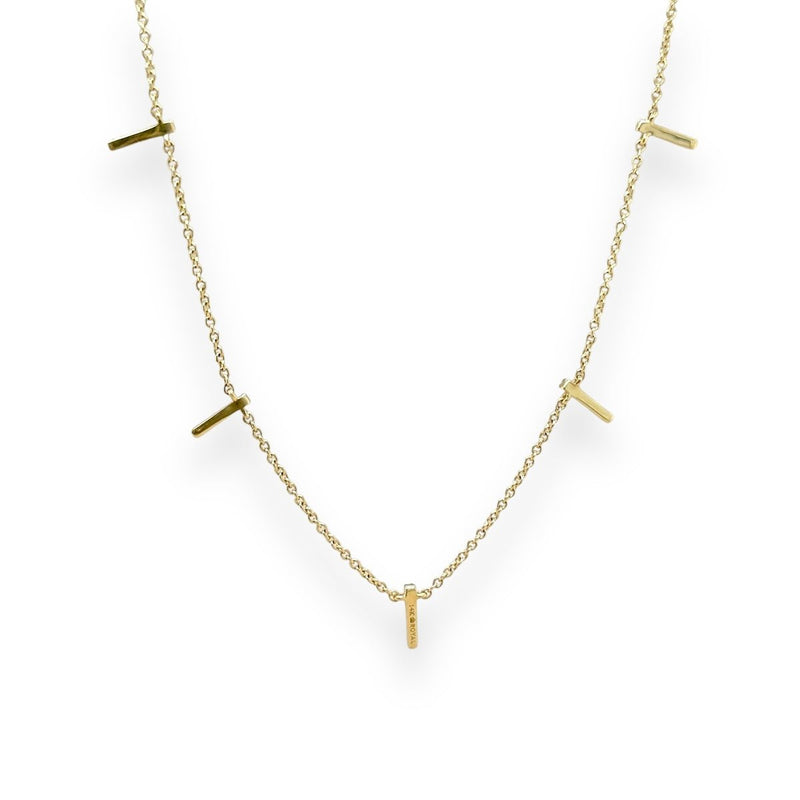 14K Y Gold 0.16ct H/SI1 Diamond Bar Station Necklace - Walter Bauman Jewelers