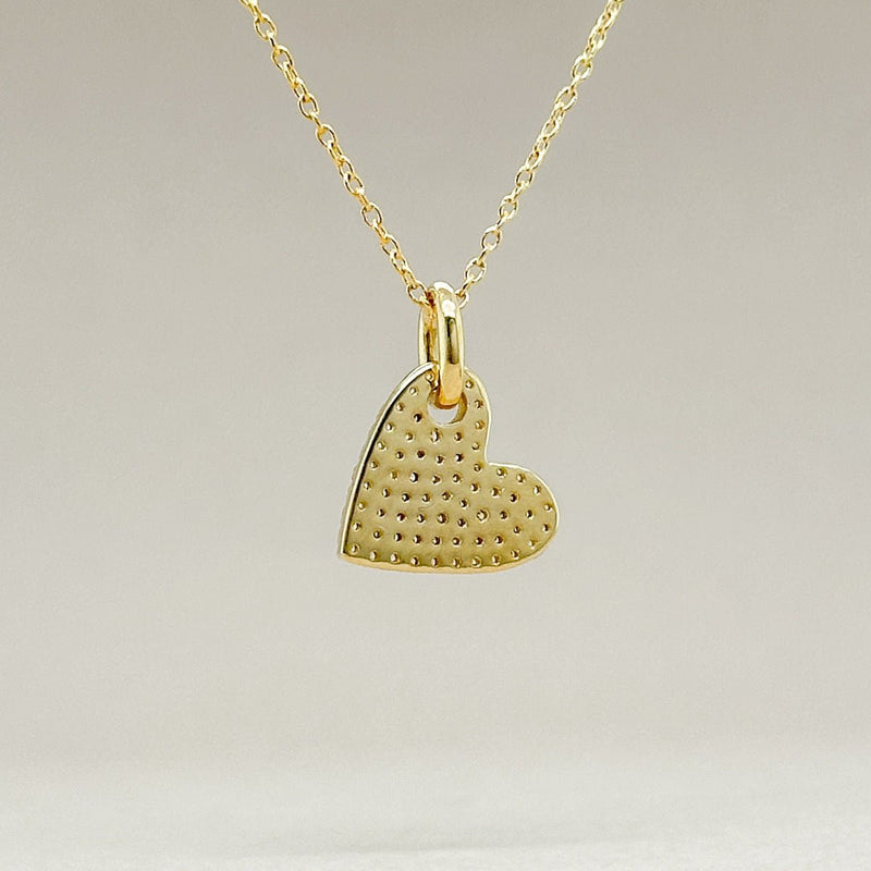 14K Y Gold 0.18ctw Pave Diamond Heart Pendant - Walter Bauman Jewelers