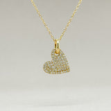 14K Y Gold 0.18ctw Pave Diamond Heart Pendant - Walter Bauman Jewelers