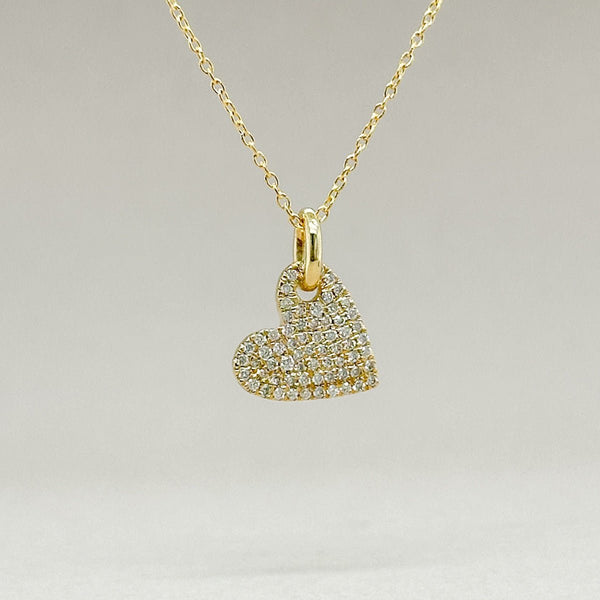 14K Y Gold 0.18ctw Pave Diamond Heart Pendant - Walter Bauman Jewelers