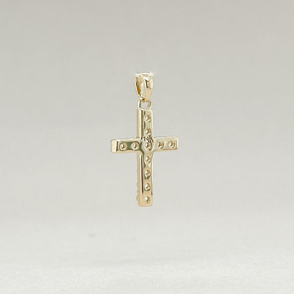 14K Y Gold 0.19ctw G/SI1 Small Diamond Cross - Walter Bauman Jewelers