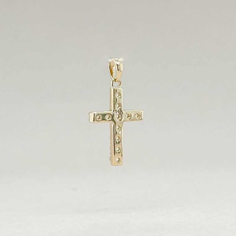 14K Y Gold 0.19ctw G/SI1 Small Diamond Cross - Walter Bauman Jewelers