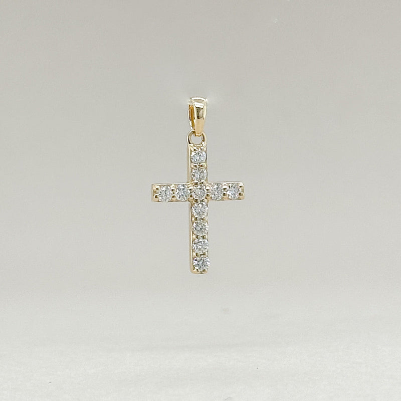 14K Y Gold 0.19ctw G/SI1 Small Diamond Cross - Walter Bauman Jewelers