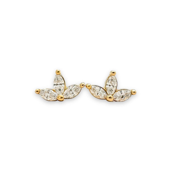 14K Y Gold 0.20cttw H/VS2 Triple Marquise Diamond Earrings - Walter Bauman Jewelers