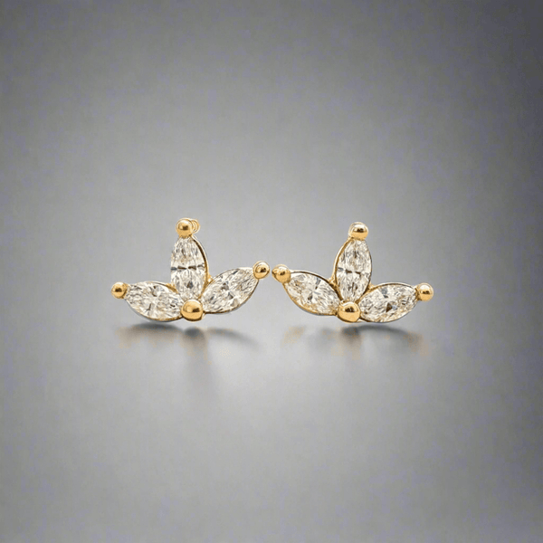 14K Y Gold 0.20cttw H/VS2 Triple Marquise Diamond Earrings - Walter Bauman Jewelers