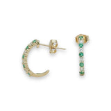 14K Y Gold 0.20ctw Diamond and 0.30ctw Emerald Earrings - Walter Bauman Jewelers