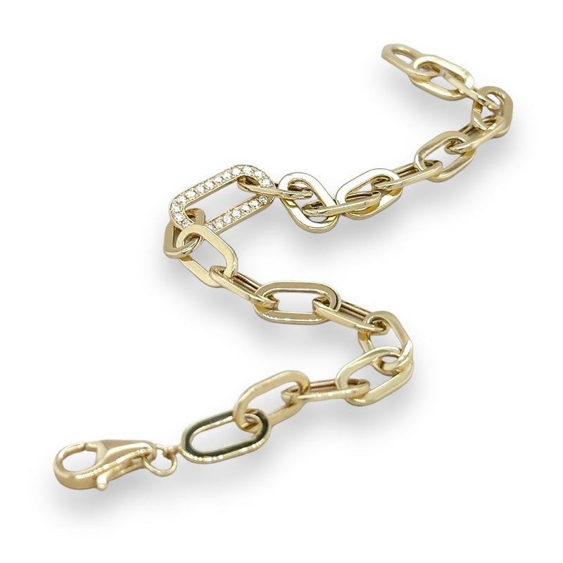 14K Y Gold 0.20ctw F/SI1 Diamond Paperclip Link Bracelet - Walter Bauman Jewelers