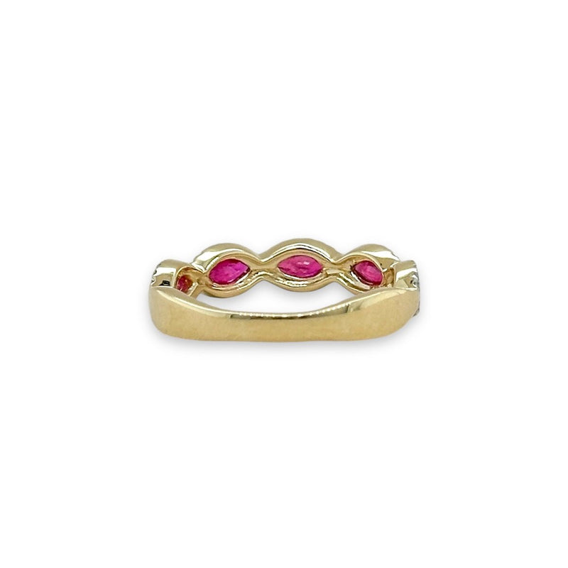 14K Y Gold 0.22ctw Diamond 0.80ctw Marquise Shape Ruby Ring - Walter Bauman Jewelers