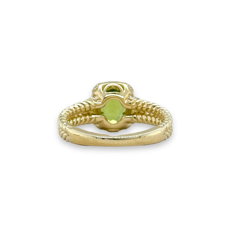 14K Y Gold 0.23ctw Diamond and 1.46ct Peridot Oval Ring - Walter Bauman Jewelers