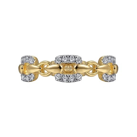 14K Y Gold 0.25cttw Chain Link Ring - Walter Bauman Jewelers