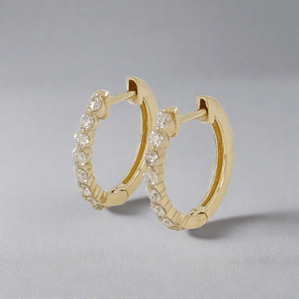 14K Y Gold 0.25ctw H/SI2 Diamond Hoop Earrings - Walter Bauman Jewelers