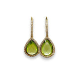 14K Y Gold 0.27ctw G/I1 Diamond and 4.10ctw Peridot Drop Earrings - Walter Bauman Jewelers