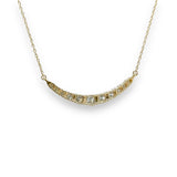 14K Y Gold 0.33ct H/I1 Curved Bar Diamond Necklace - Walter Bauman Jewelers