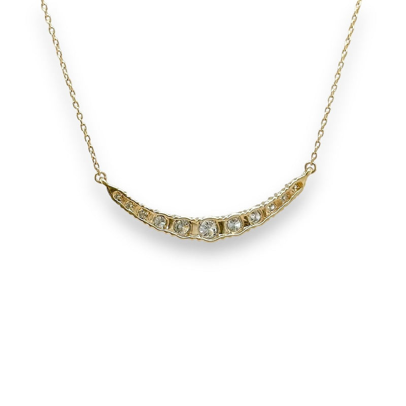 14K Y Gold 0.33ct H/I1 Curved Bar Diamond Necklace - Walter Bauman Jewelers