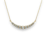 14K Y Gold 0.33ct H/I1 Curved Bar Diamond Necklace - Walter Bauman Jewelers