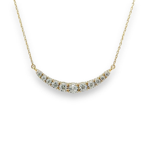 14K Y Gold 0.33ct H/I1 Curved Bar Diamond Necklace - Walter Bauman Jewelers