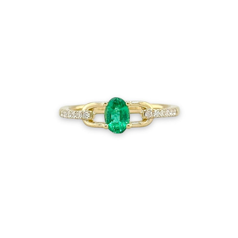 14K Y Gold 0.39ctw Emerald and 0.11ctw Diamond Ring - Walter Bauman Jewelers