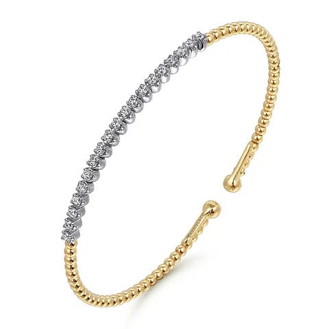 14K Y Gold 0.40ctw Diamond Beaded Cuff Bracelet - Walter Bauman Jewelers