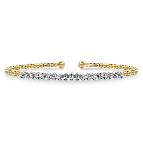 14K Y Gold 0.40ctw Diamond Beaded Cuff Bracelet - Walter Bauman Jewelers
