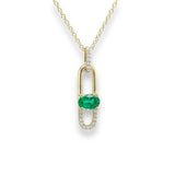 14K Y Gold 0.46ct Oval Emerald and 0.06ctw G/SI1 Diamond Pendant - Walter Bauman Jewelers